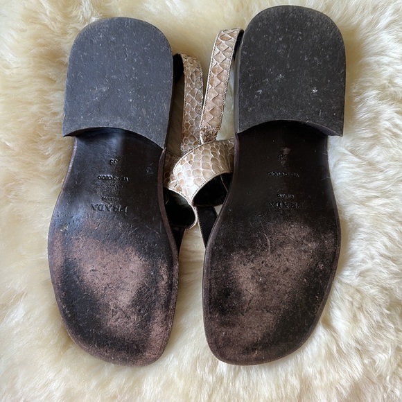 Prada Snakeskin Leather Buckle Sandals - Picture 5 of 9
